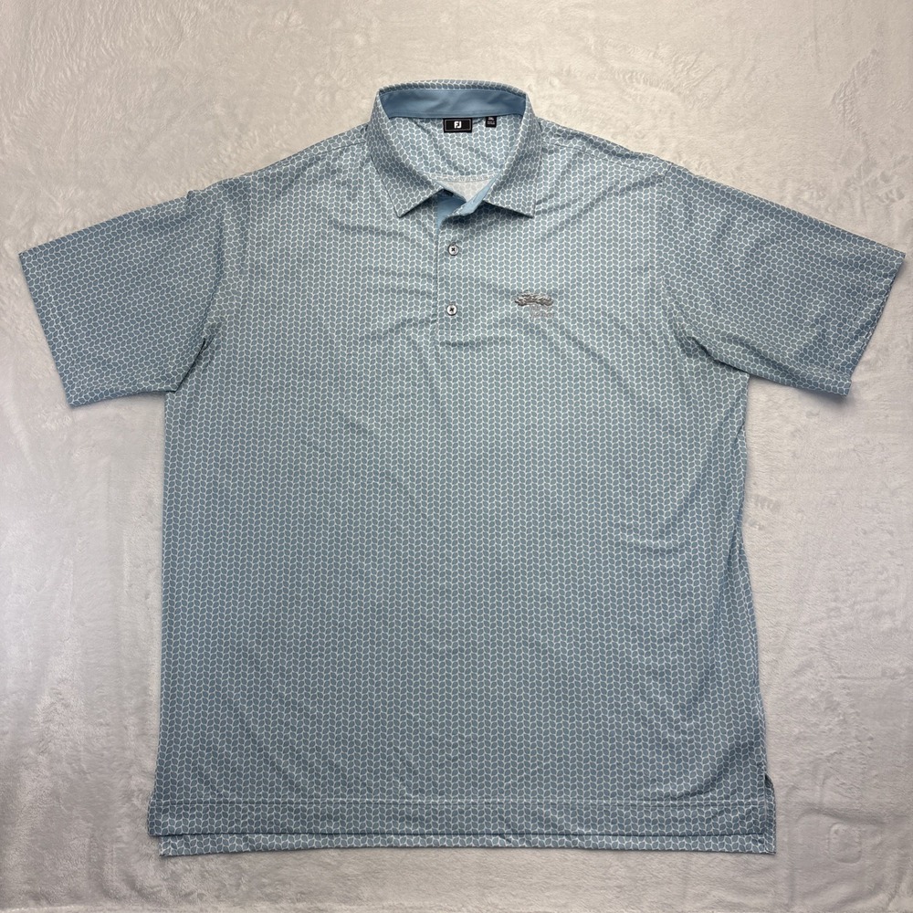 FootJoy Torrey Pines Golf Polo 2XL Performance Stretch Course Logo Blue Leaf